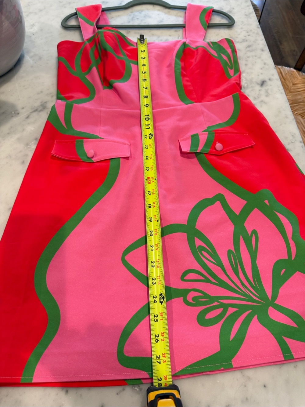Alden Adair Pink and Red Floral Mini Dress with Green Accents - Picture 5 of 7